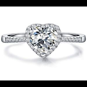 18k GP heart lab created diamond ring. Size 8